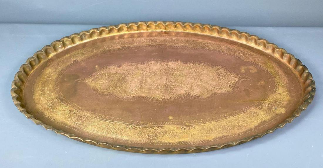 Large Chased Brass Tray, Probably Indian (1 of 9)