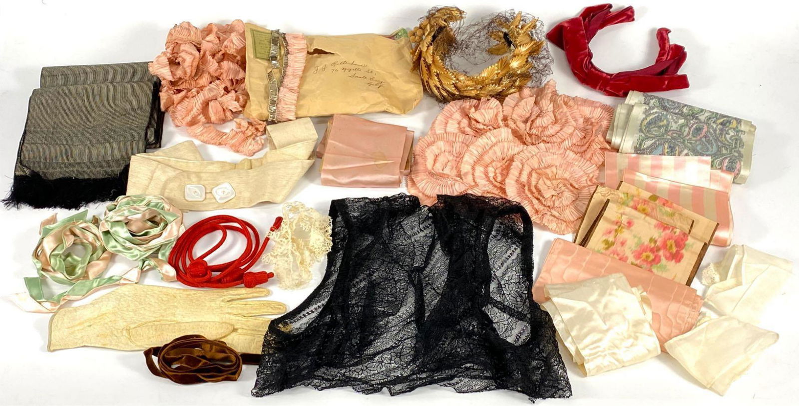 Antique and Vintage Accessories of Lace, Ribbons and (1 of 14)