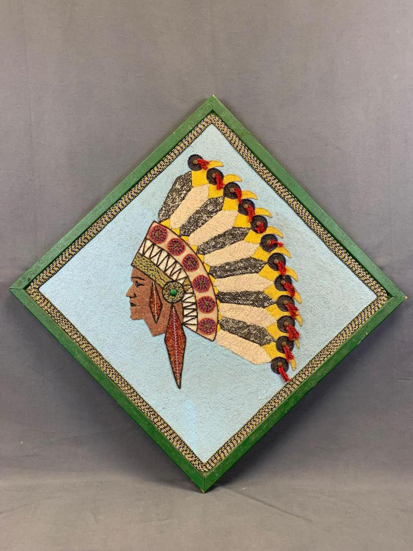 Mixed Media Folk Art Chief Mosaic Panel (1 of 6)