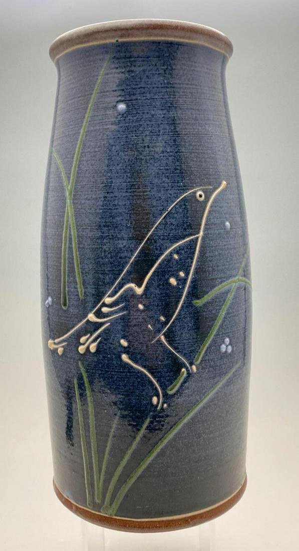 Mid Century Studio Pottery Vase with Bird, Unsigned (1 of 10)