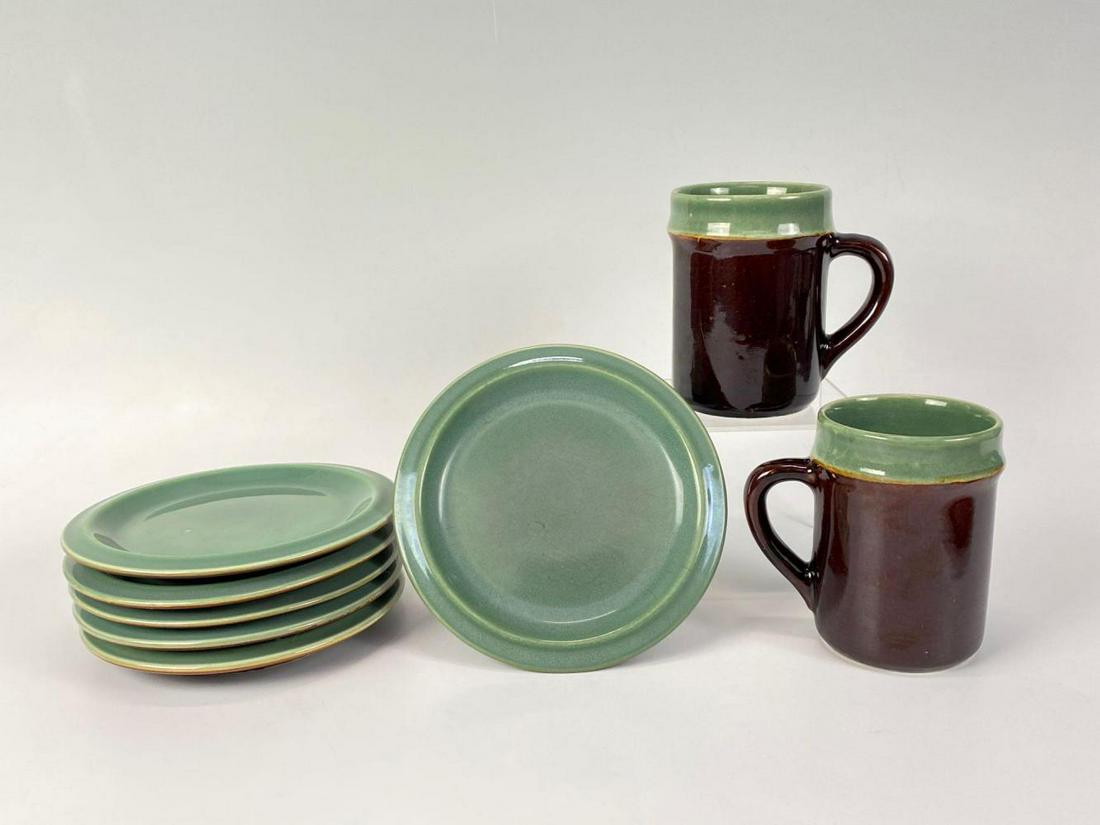 Lot of 8 Pieces of Green and Brown Glazed Ceramic (1 of 13)