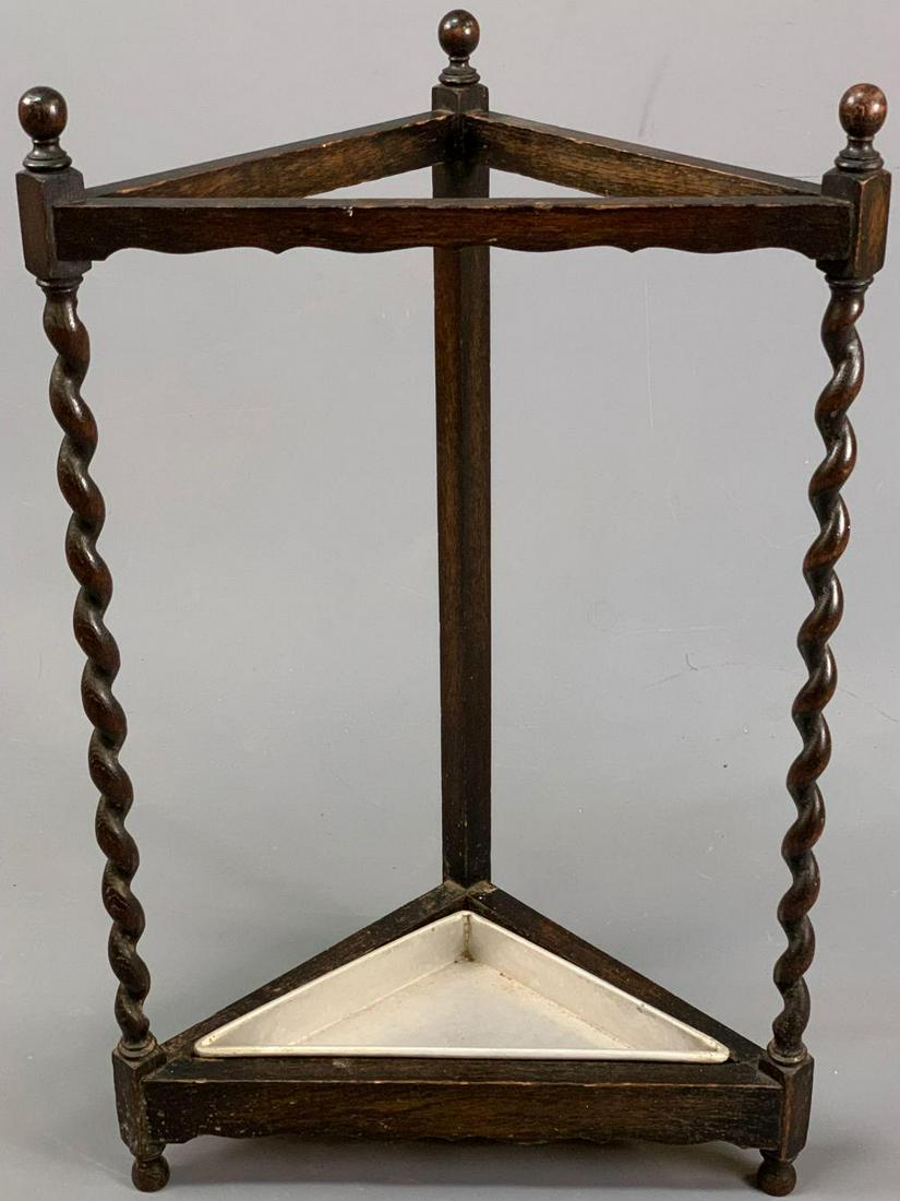 Antique Barley Twist Corner Umbrella Stand with Metal (1 of 6)