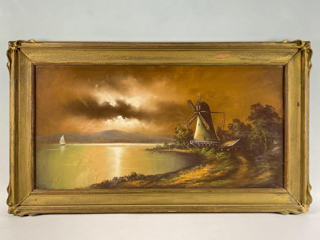 Windmill on a Lake Landscape, Dutch School, Unsigned, (1 of 6)