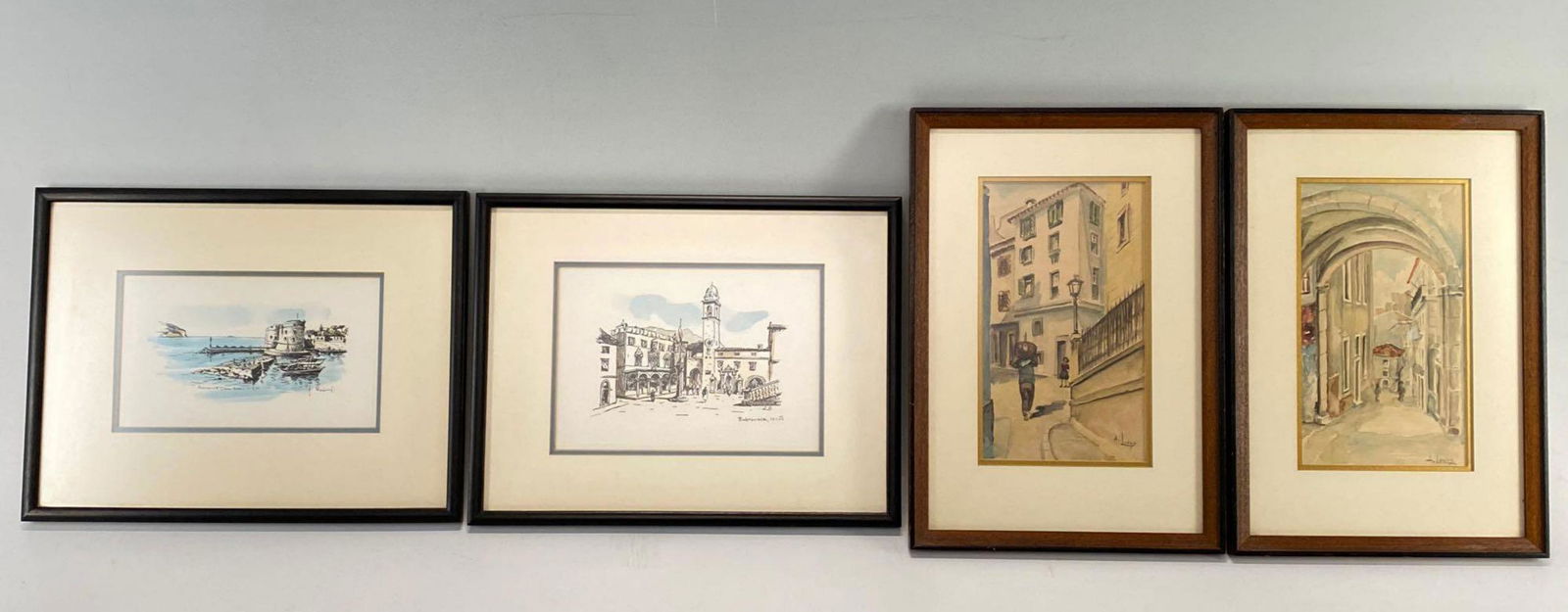 Lot of 4 Continental School Watercolors, Including A. (1 of 15)