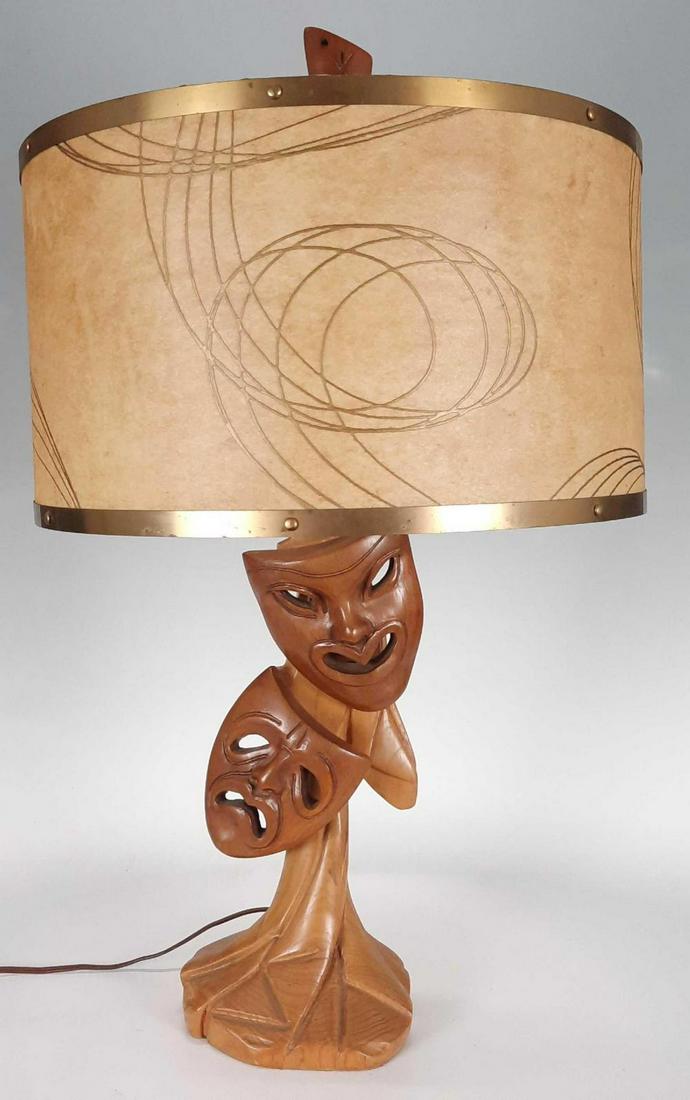 Mid Century Modern Carved Wooden Comedy and Tragedy (1 of 20)