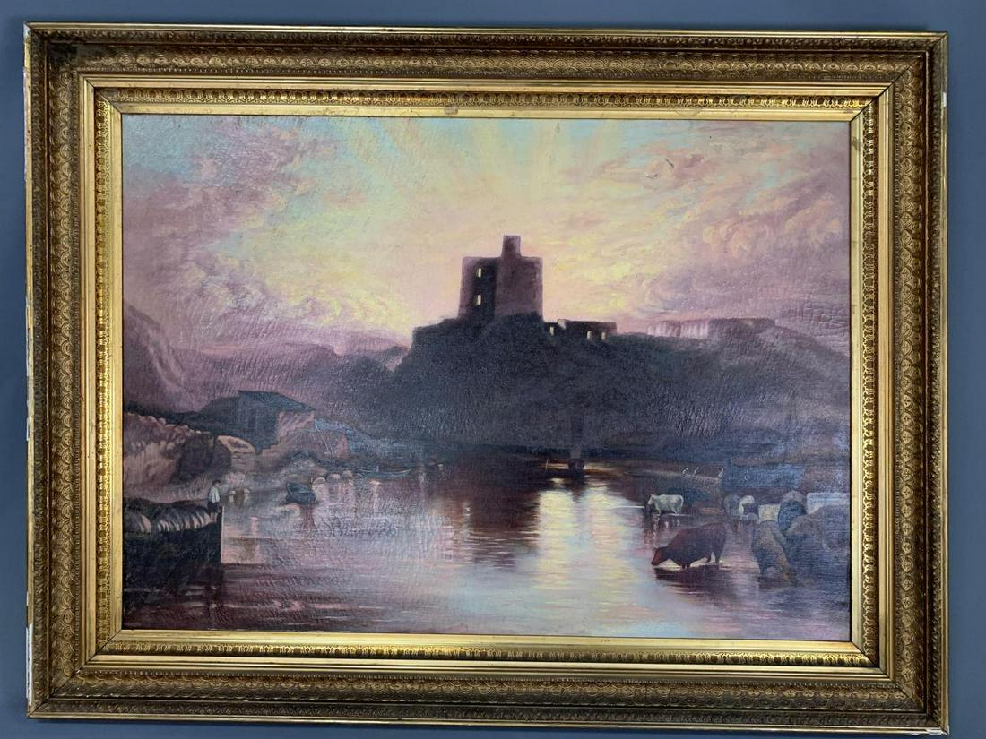 Monumental 19th Century Castle Landscape, Oil on (1 of 13)