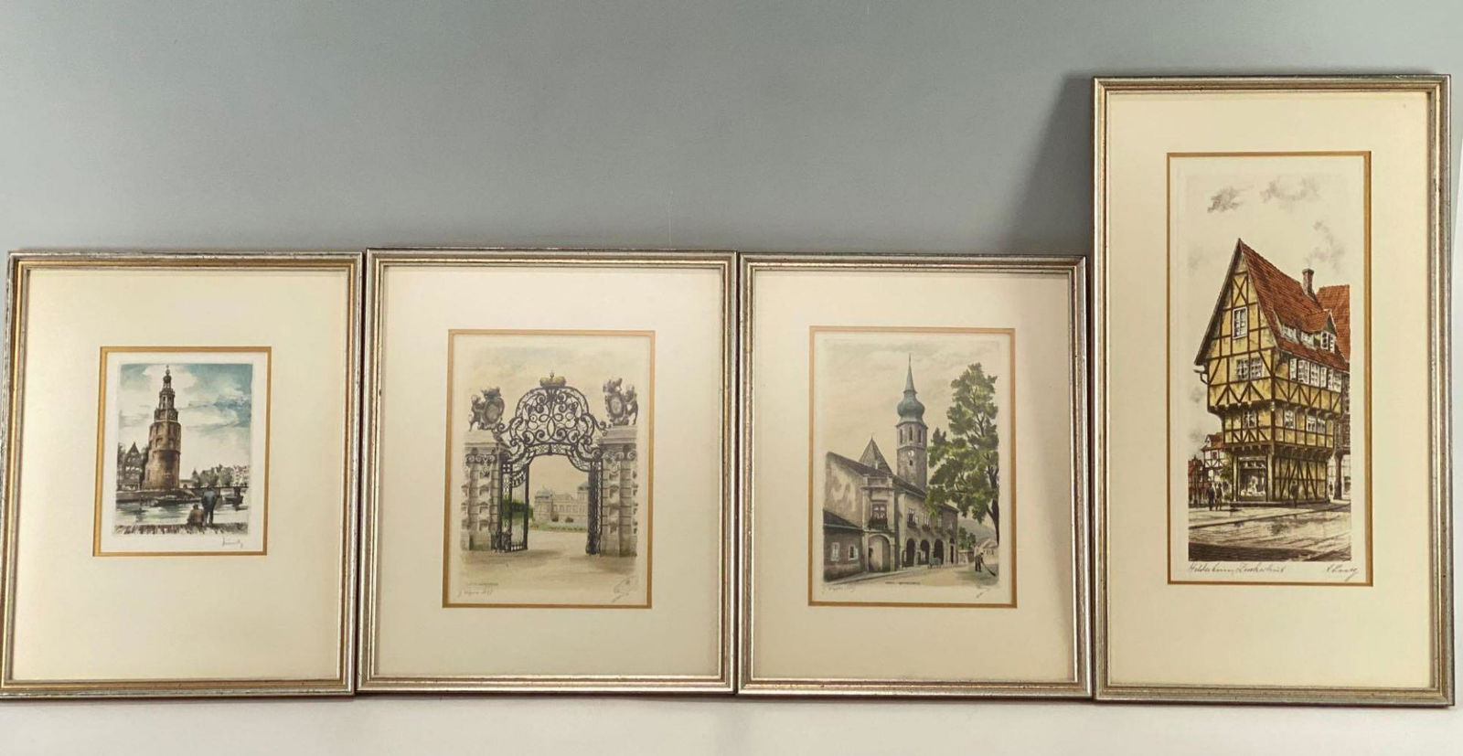Lot of 4 Continental Lithographs, Signed (1 of 17)