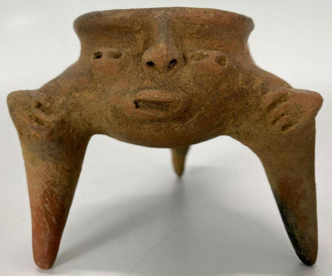 Unusual Precolumbian Figural Tripod Incensario, (1 of 8)