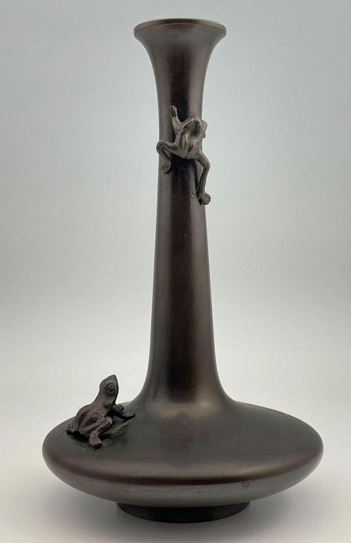 Japanese Bronze Frog Vase, Gumps of San Francisco (1 of 8)