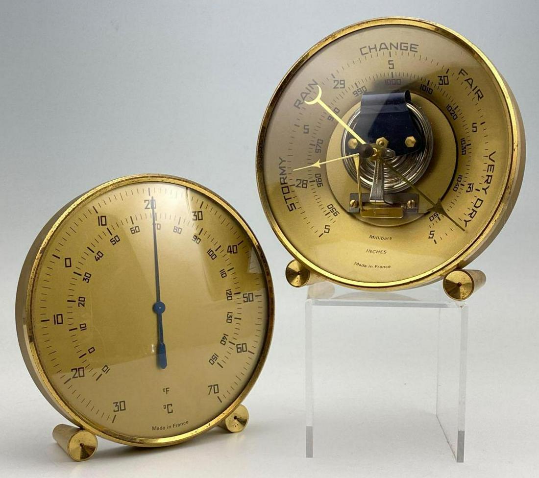 French Modernist Brass Barometer and Thermometer (1 of 7)