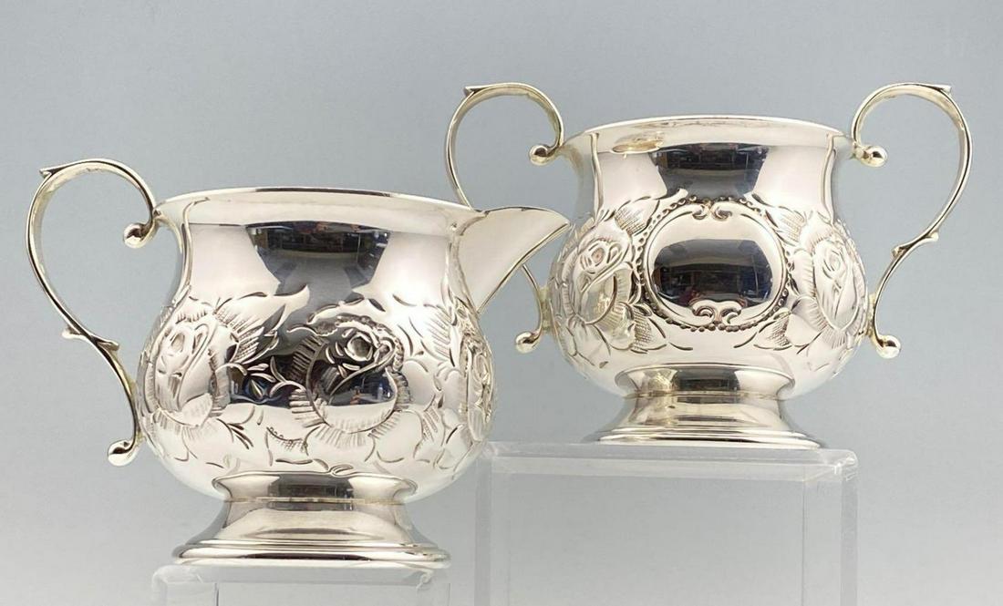 Sterling Silver Cream & Sugar Dishes, 255.7g, marked (1 of 10)