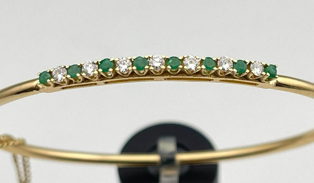 14k Gold Diamond & Emerald Bangle Bracelet (1 of 7)
