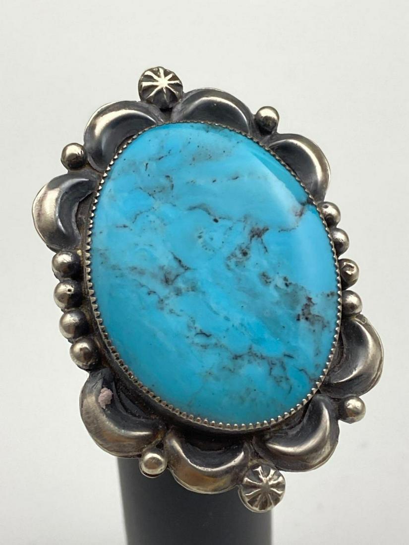 Navajo Sterling Ring with Bezel Set Turquoise by (1 of 6)