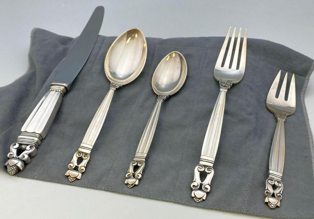 Place Setting of Georg Jensen Acorn Sterling Flatware (1 of 9)