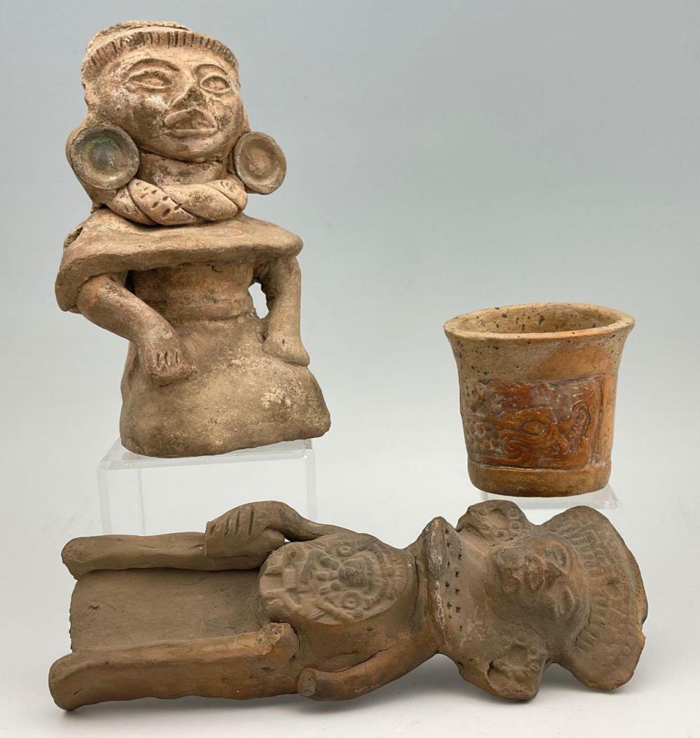 Lot of Three Mayan Artifacts and Figures (1 of 16)