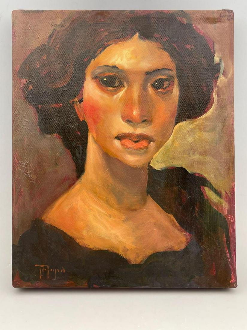 Bruce Telopa, Portrait of a Woman, Santa Cruz: Bruce Telopa, Portrait of a Woman, Santa Cruz California Contemporary artist, painting in a Modernist Baroque style, with expressionist influence 2008 Telopa Painting of Woman, signed Telopa, approxim