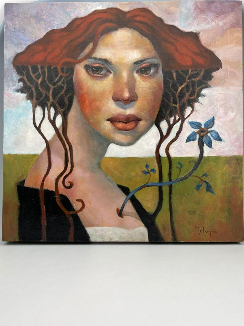 Bruce Telopa, Surrealist Portrait of a Woman, Santa: Bruce Telopa, Portrait of a Woman, Santa Cruz California Contemporary artist, painting in a Modernist Baroque style, with expressionist influence Oil on Canvas "Dreams of Vishnu" 2007 Telopa Painting,