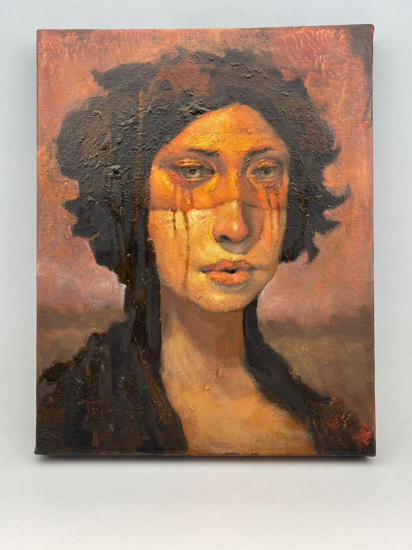 Bruce Telopa, Portrait of a Woman, Santa Cruz: Bruce Telopa, Portrait of a Woman, Santa Cruz California Contemporary artist, painting in a Modernist Baroque style, with expressionist influence 2009 Telopa Painting, signed, approximately 14 x 11 x 