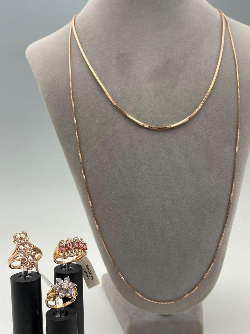 2 Sterling Silver Chains and 3 Crystal & Sapphire Rings (1 of 10)