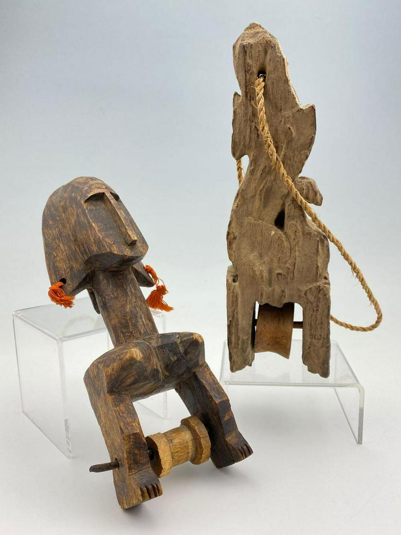 Two African Tribal Carved Figural Pulleys (1 of 8)