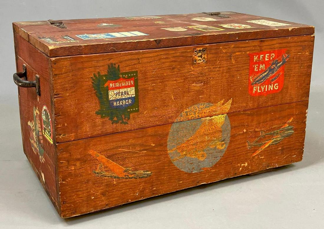 Monterey Style Wooden Blanket Chest with Painted and (1 of 17)