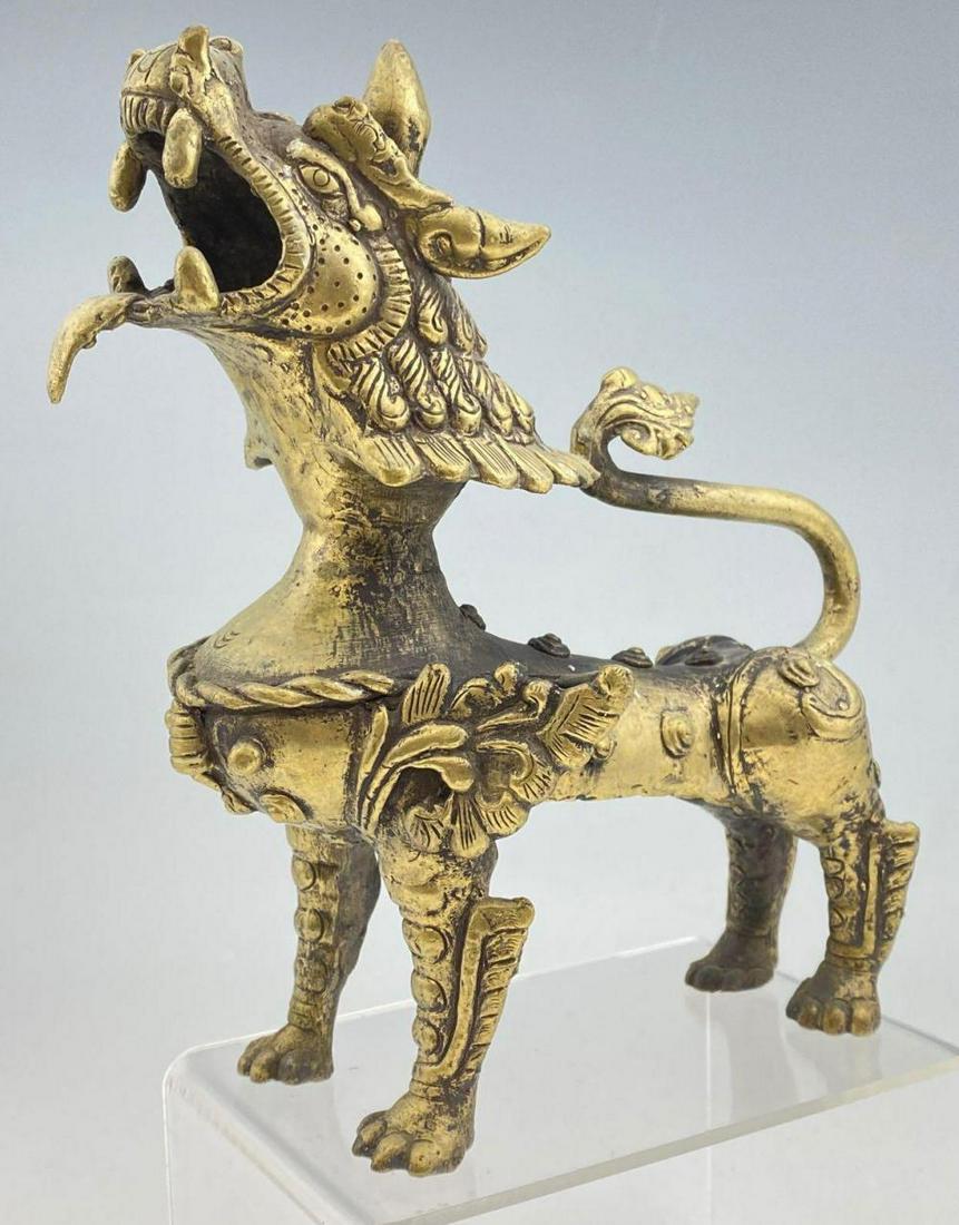 Nepalese Cast Bronze Temple Lion Figure (1 of 10)