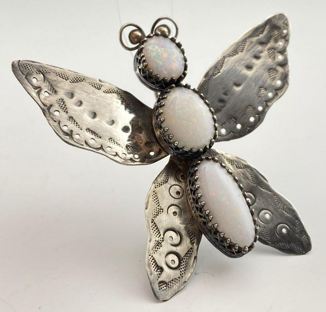 Vintage Sterling Silver Handmade Opal Butterfly Pin (1 of 5)