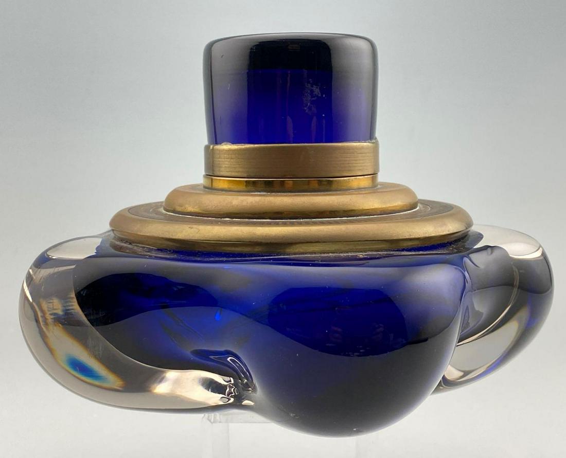 Antique Cobalt Blue Art Glass Inkwell (1 of 10)