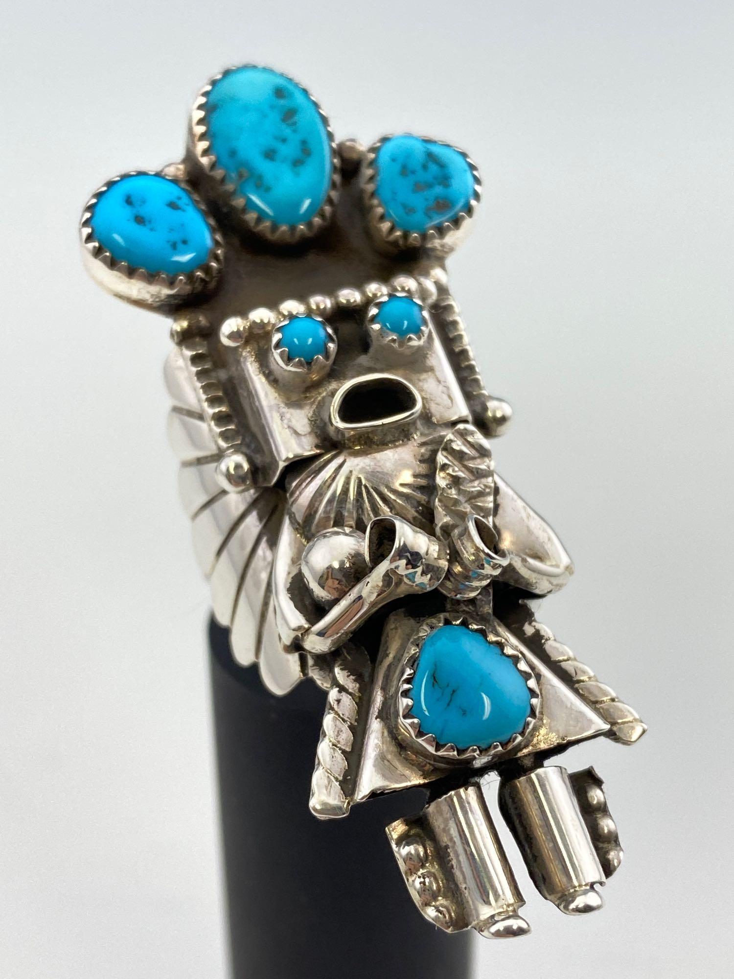 Navajo Sterling Silver and Turquoise Kachina Ring by (1 of 6)