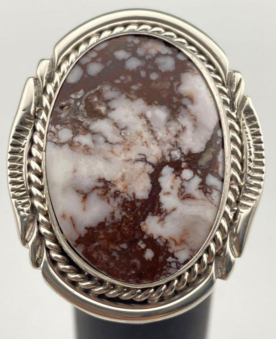 Navajo Sterling Silver White Buffalo Turquoise Ring, (1 of 5)
