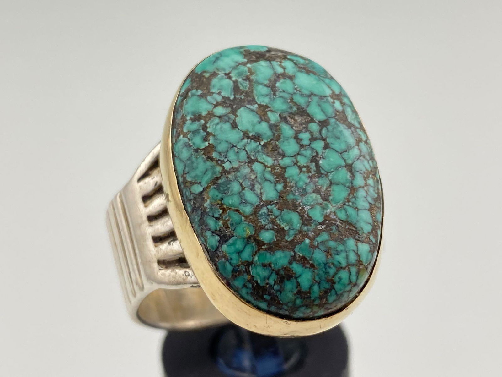 Navajo Spiderweb Turquoise Ring, 15.1g (1 of 5)