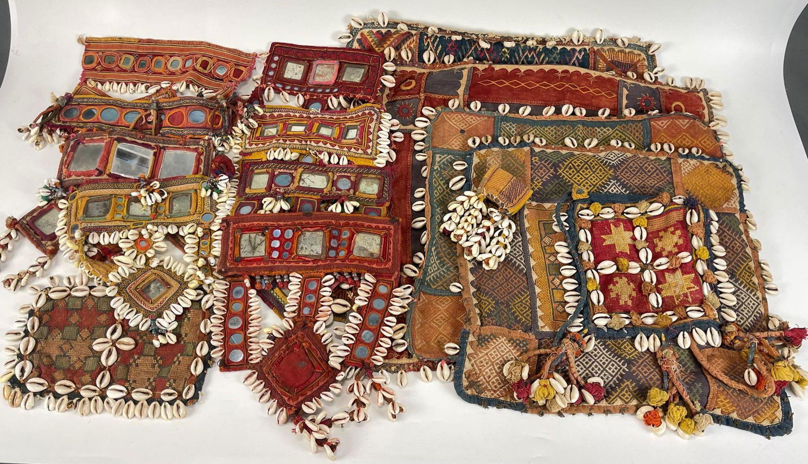Lot of 15 Mixed Vintage Shisha Textiles With Shells (1 of 8)