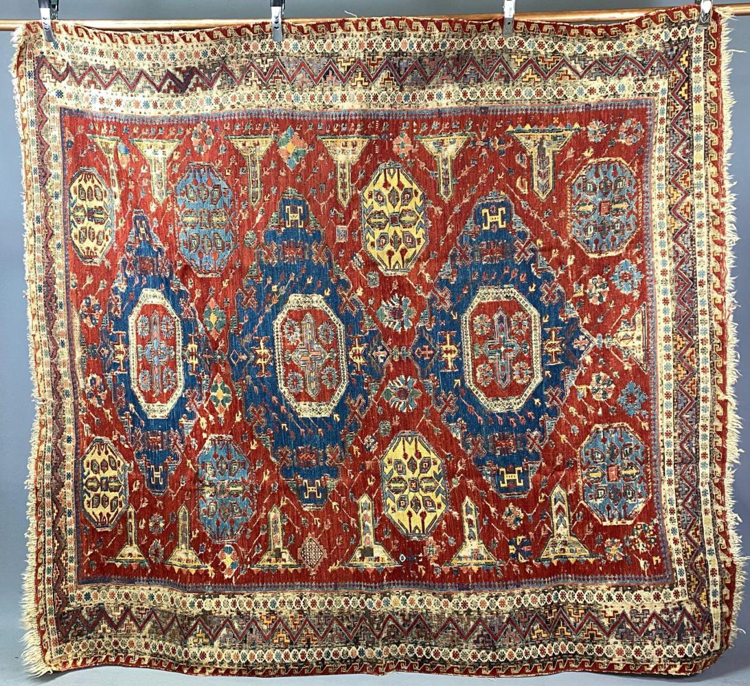 Vintage Soumak Wool Rug in Colors of Red, Blue, Yellow (1 of 18)
