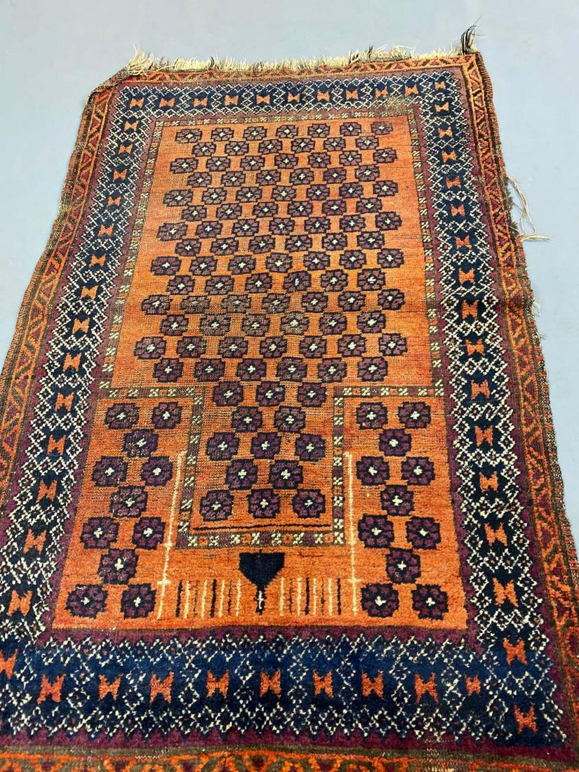 Vintage Afghan Balouch Rug in Colors of Orange, Purple, (1 of 10)