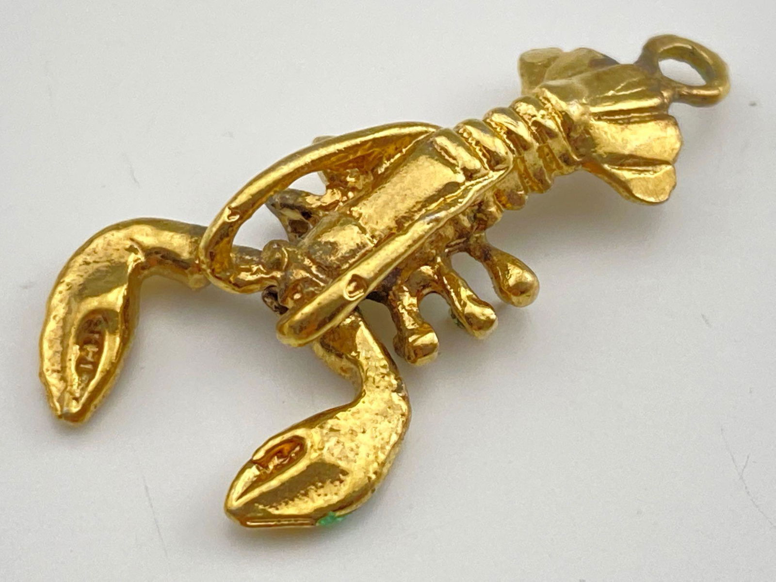 10k Gold Lobster Charm: 10k Gold Lobster Charm, Tests as 10k, 2.3g, approximately 1.125 x 0.5625 inches