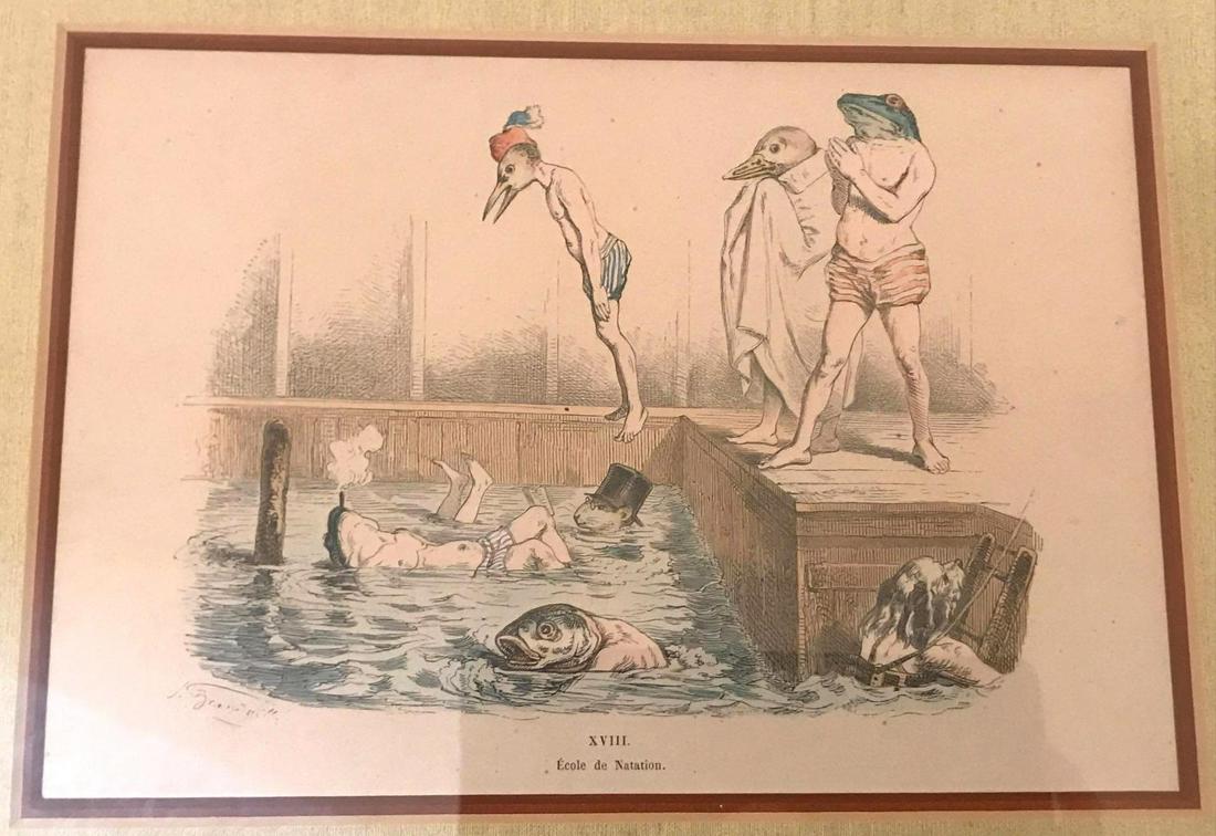 Circa 1900s JJ Granville anthropomorphic Etching,: Circa 1900s JJ Granville anthropomorphic Etching, approximately 16.25 x 14 in. Shipping Available