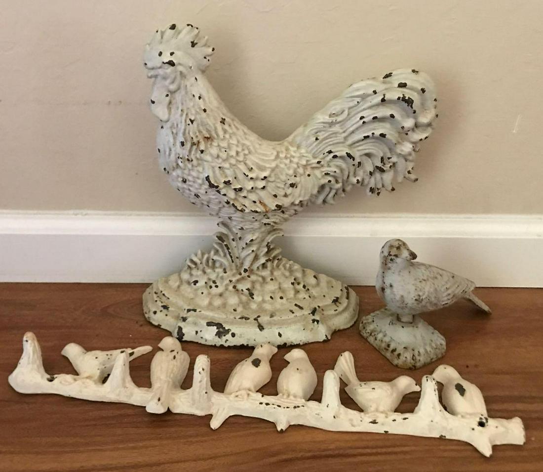 Three decorative iron pieces to include rooster (1 of 1)