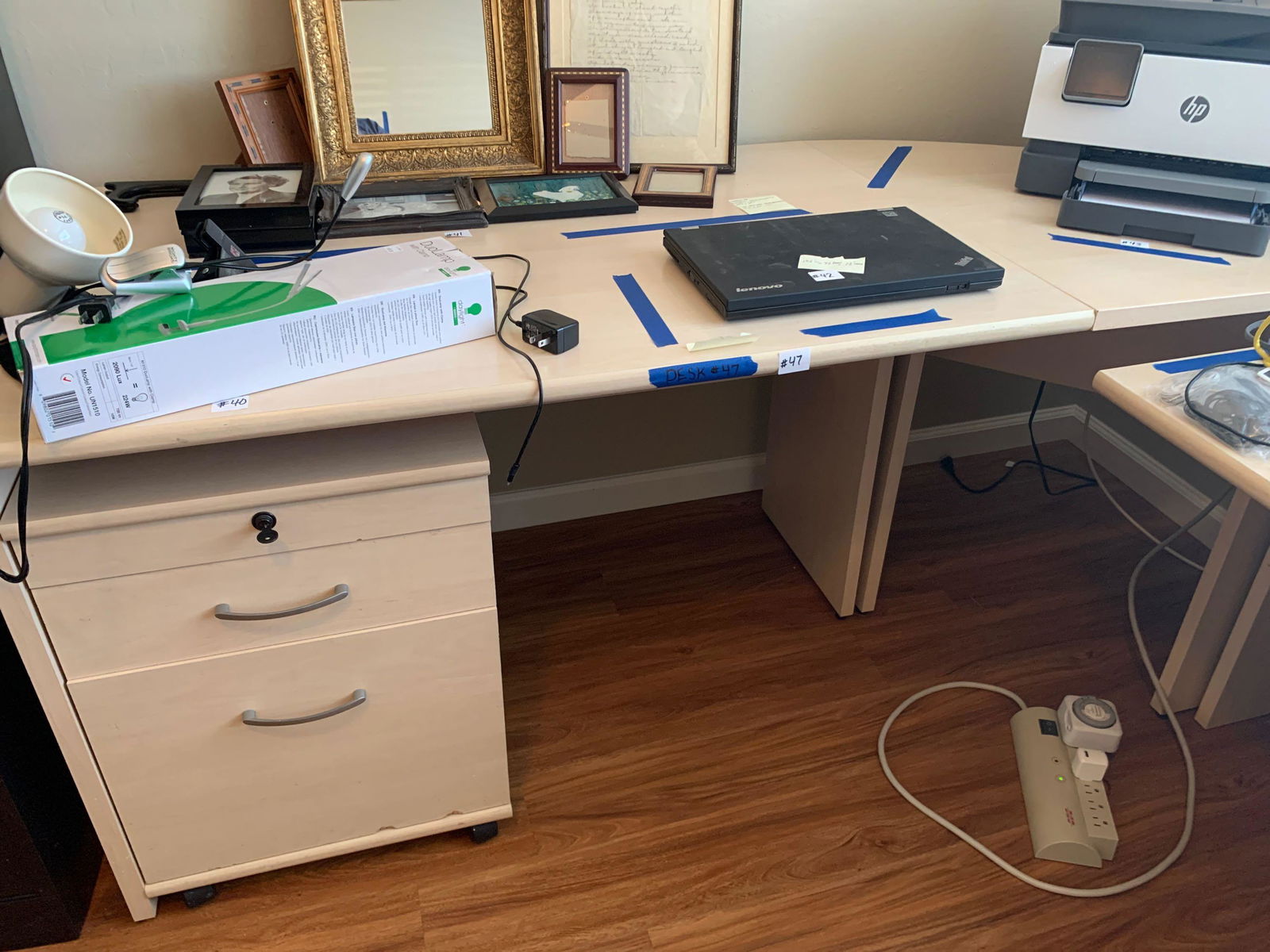 Desk with three drawer cabinet in with key (1 of 3)