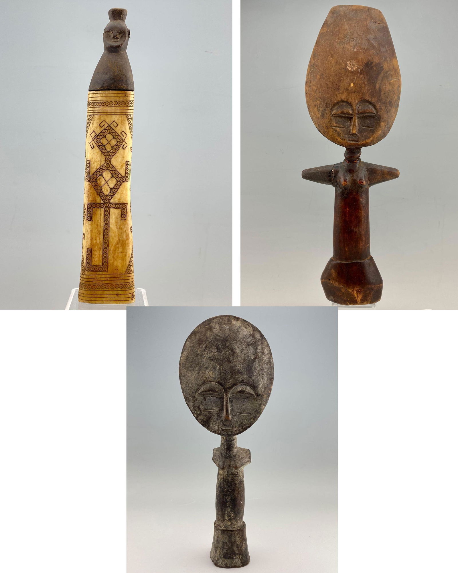 Lot Of Three African Tribal Carvings, Probably Antique (1 of 20)