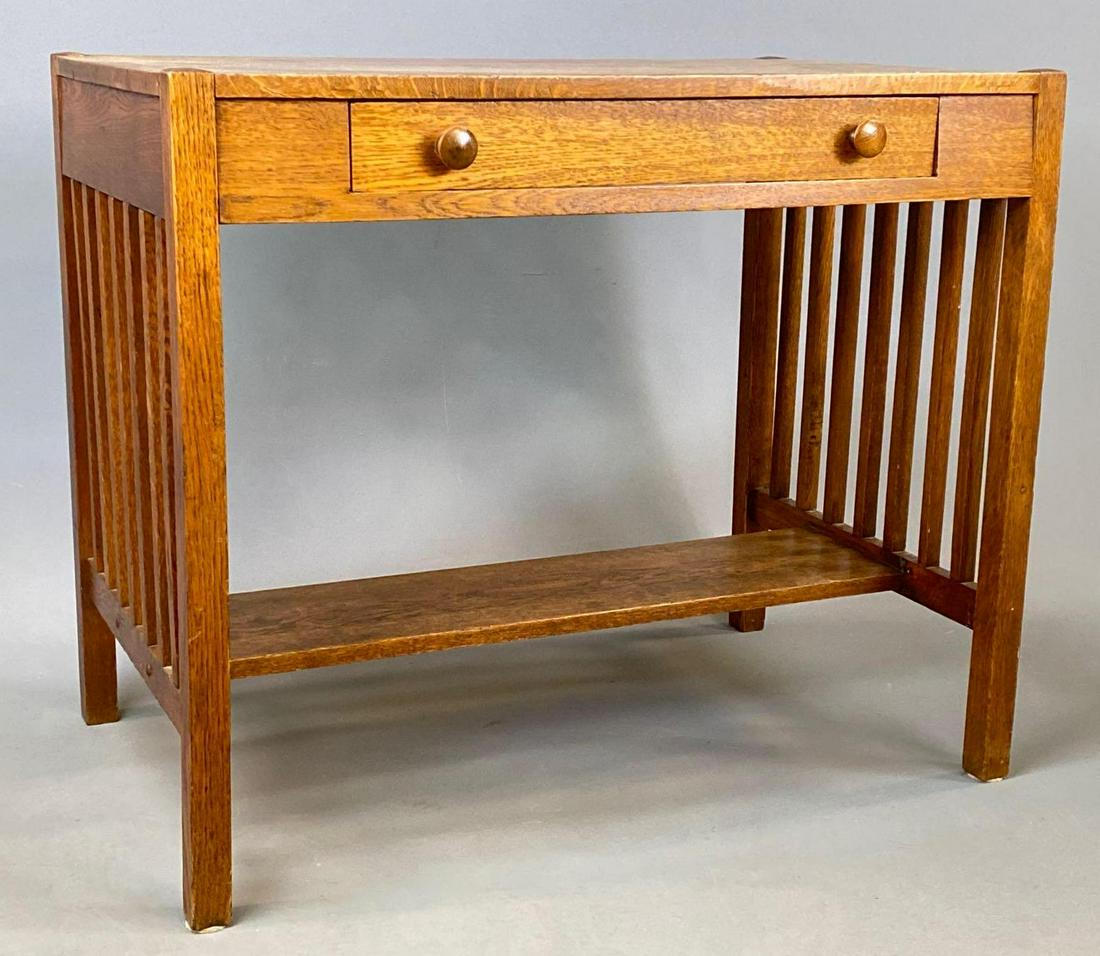 Antique Oak Mission Desk Or Library Tablewith Drawer (1 of 10)