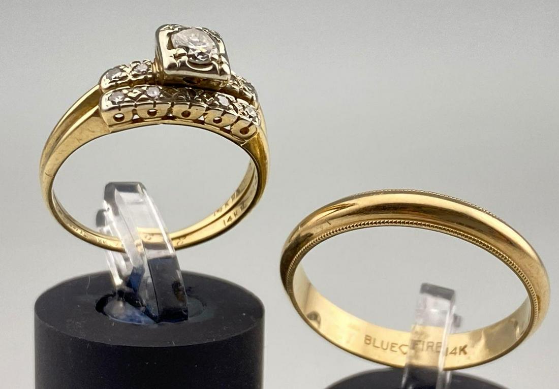 14K Diamond Wedding Ring Set & Band (1 of 10)