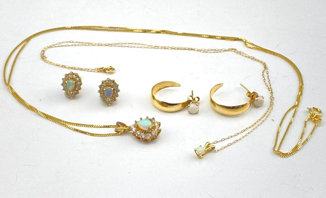 14K Opal & Cubic Zirconia Jewelry Lot, 6.9G (1 of 12)