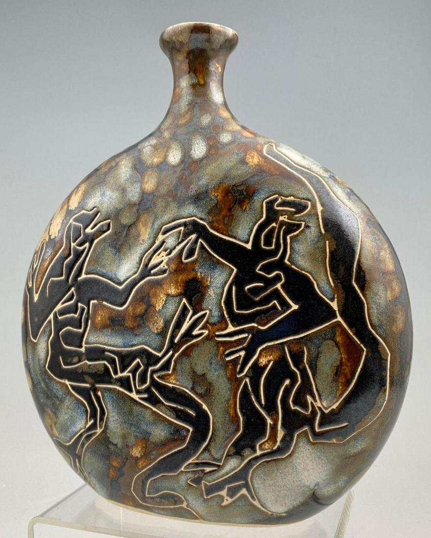Mid Century Modern Art Pottery Moon Vase, Signed (1 of 9)