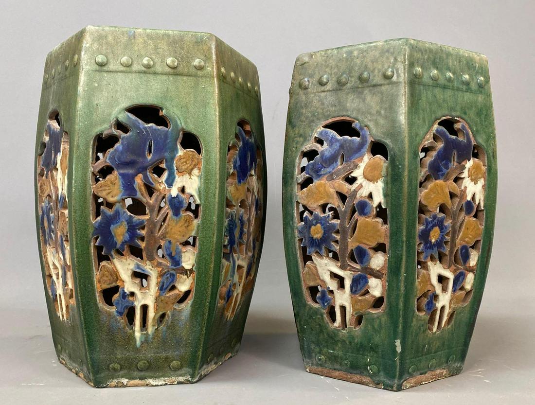 Pair Of Chinese Ceramic Garden Drum Stools (1 of 5)