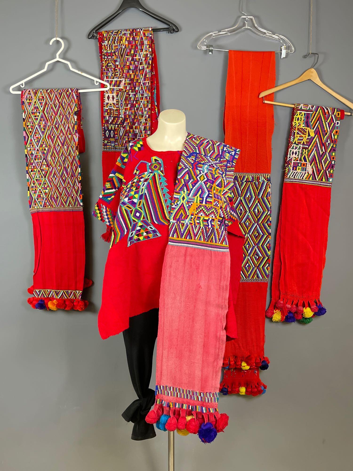 6 Vintage Mesoamerican Guatemalan Sashes, Huipil (1 of 17)