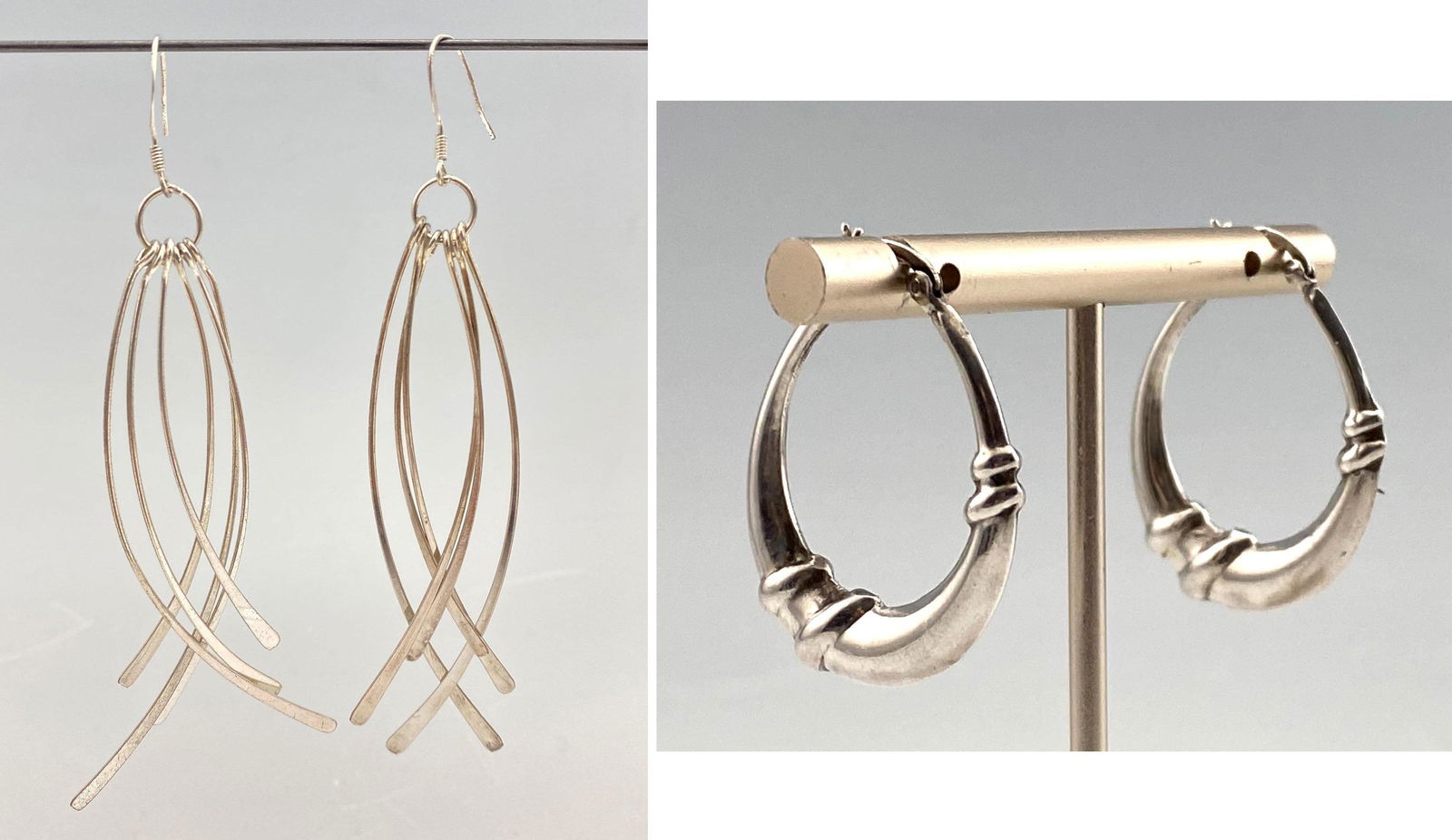 Two Pairs Of Sterling Silver Hoop And Modernist (1 of 13)