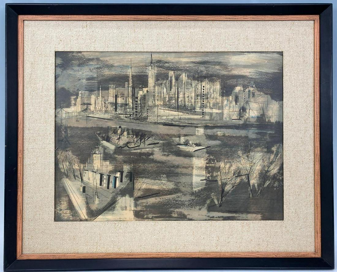 Frederick Franck, Mid Century Modern Cityscape Print (1 of 8)