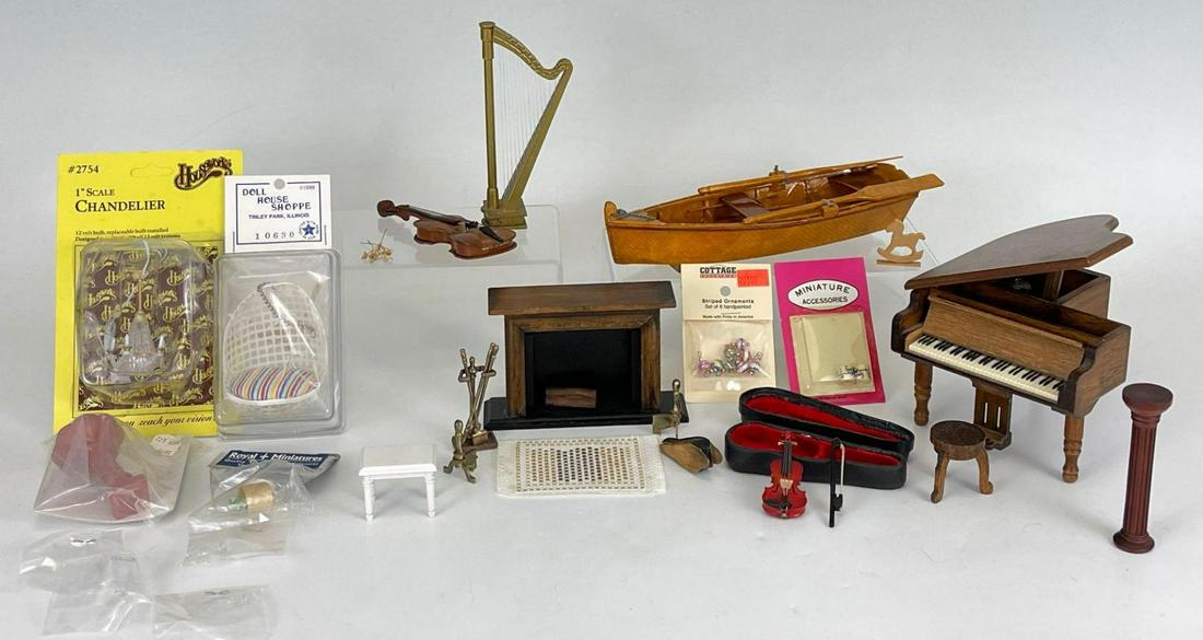 Miniatures including piano, violins, harp, boat, (1 of 10)