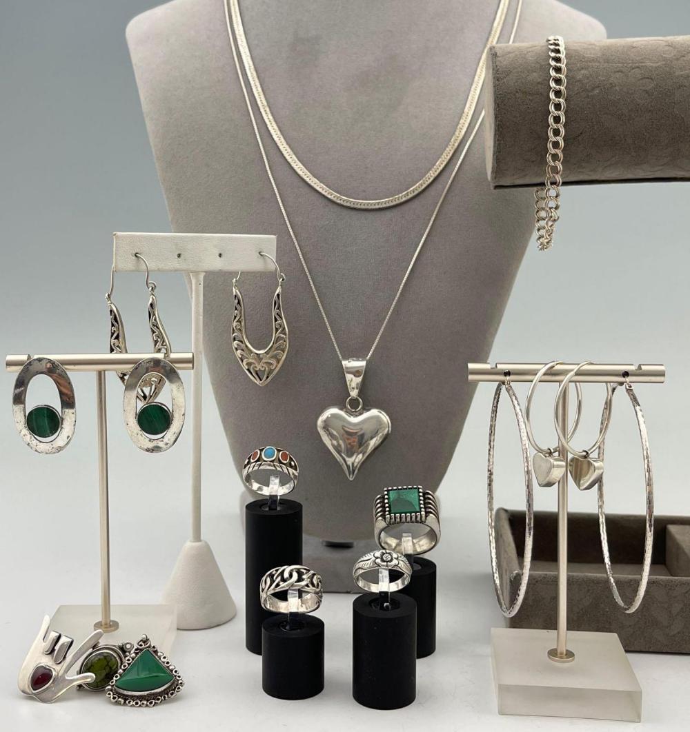 Sterling Silver Lot Of Earrings, Rings, Pendants, (1 of 12)