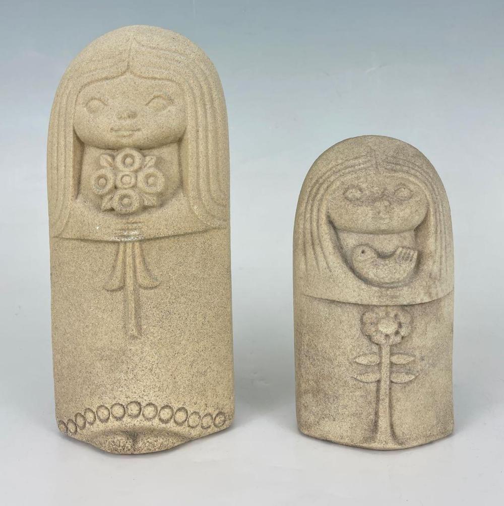 Two Belgian Stone Art Mid Century Figural Sculptures (1 of 9)